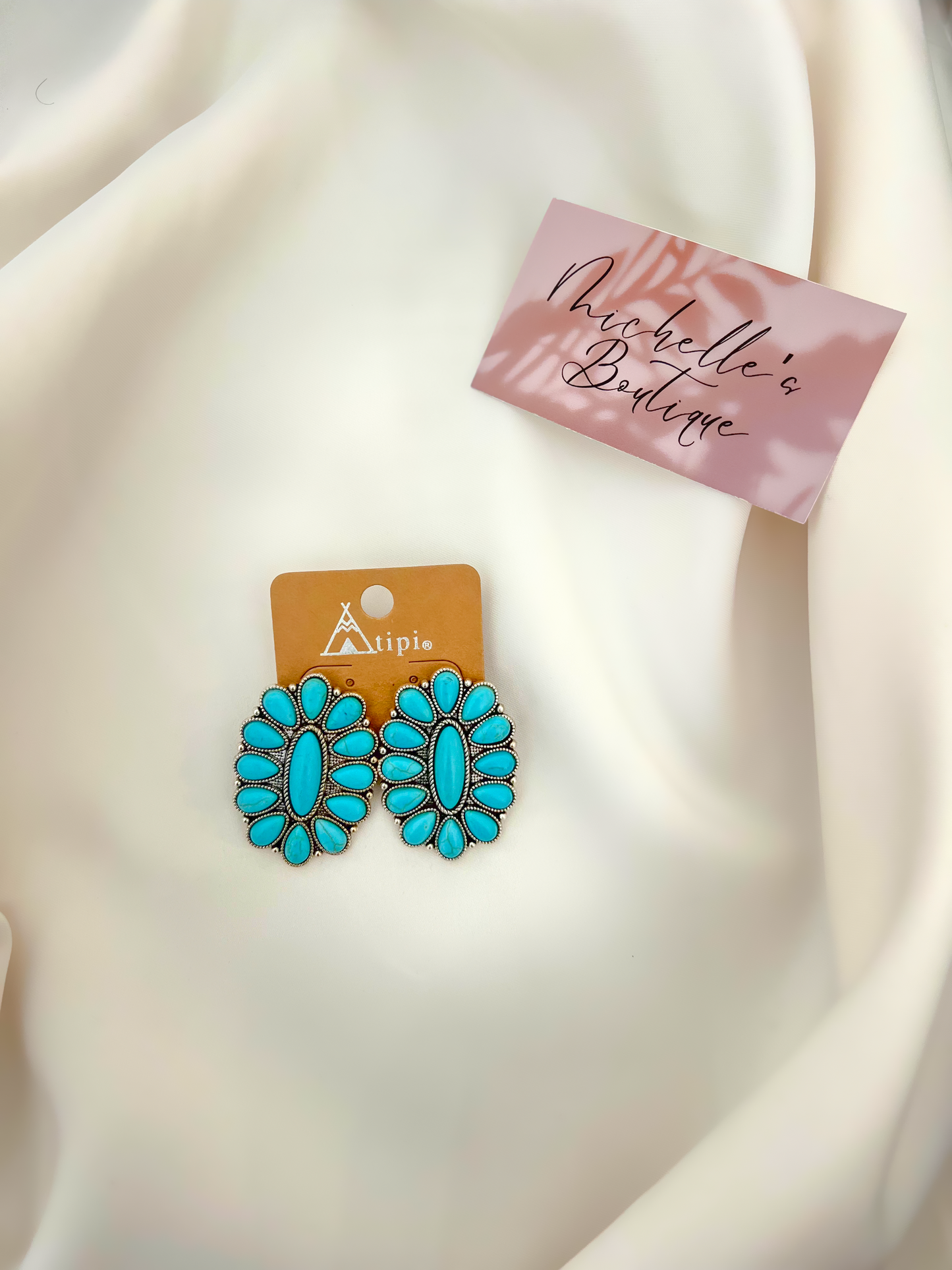 Turq Flower earrings
